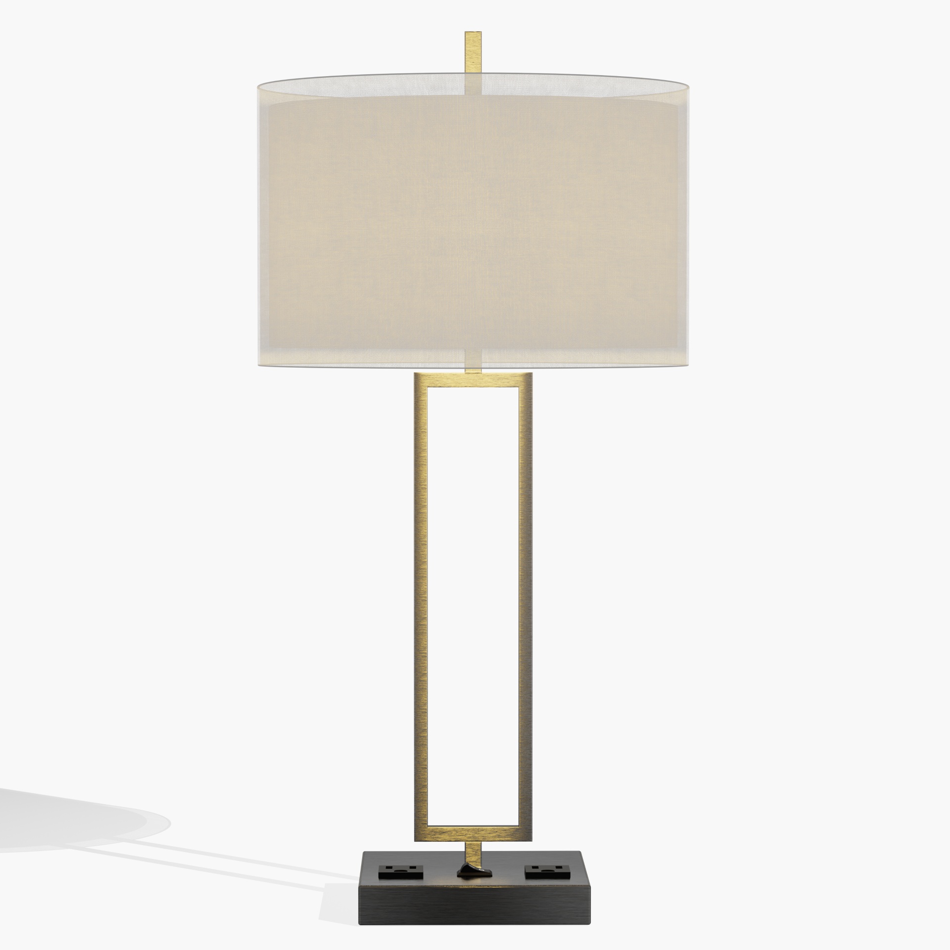 Hospitality Rectangular Bedside Lamp With Dual Power Outlets