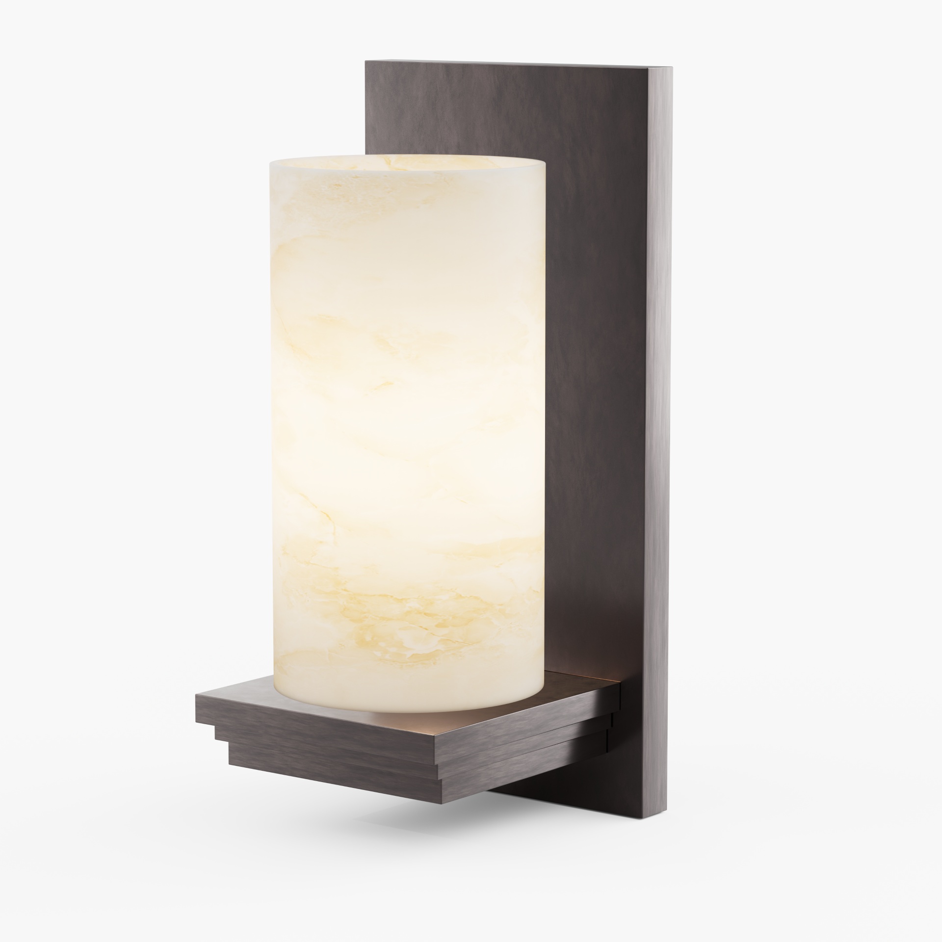 Antique Brass Alabaster Wall Sconce for Hotel Guest Rooms