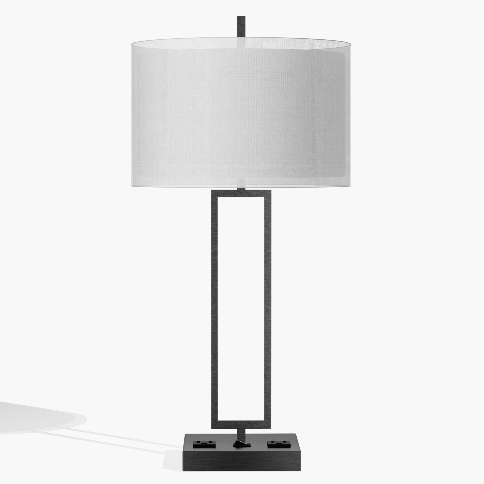 Hospitality Rectangular Bedside Lamp With Dual Power Outlets