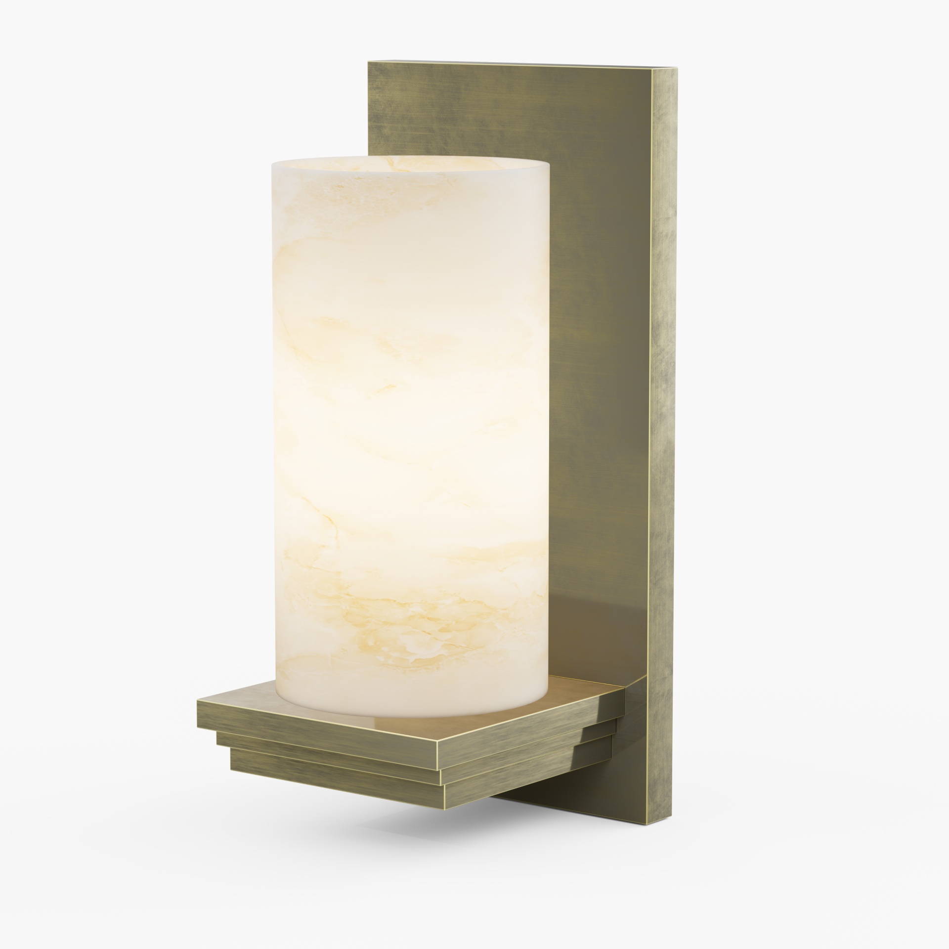 Antique Brass Alabaster Wall Sconce for Hotel Guest Rooms