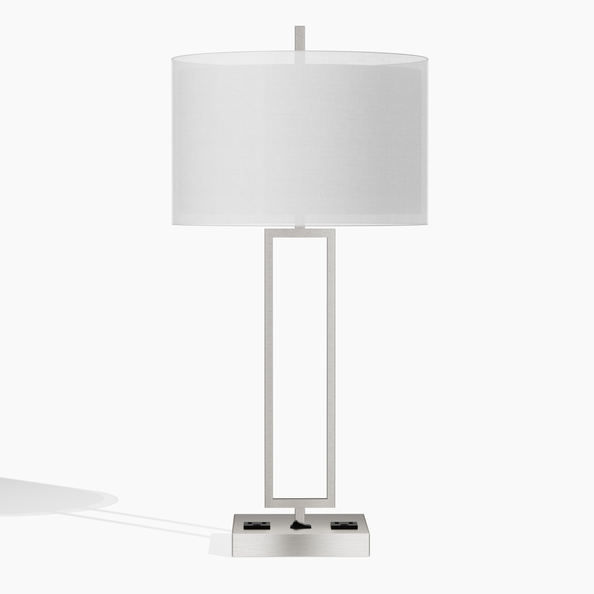 Hospitality Rectangular Bedside Lamp With Dual Power Outlets