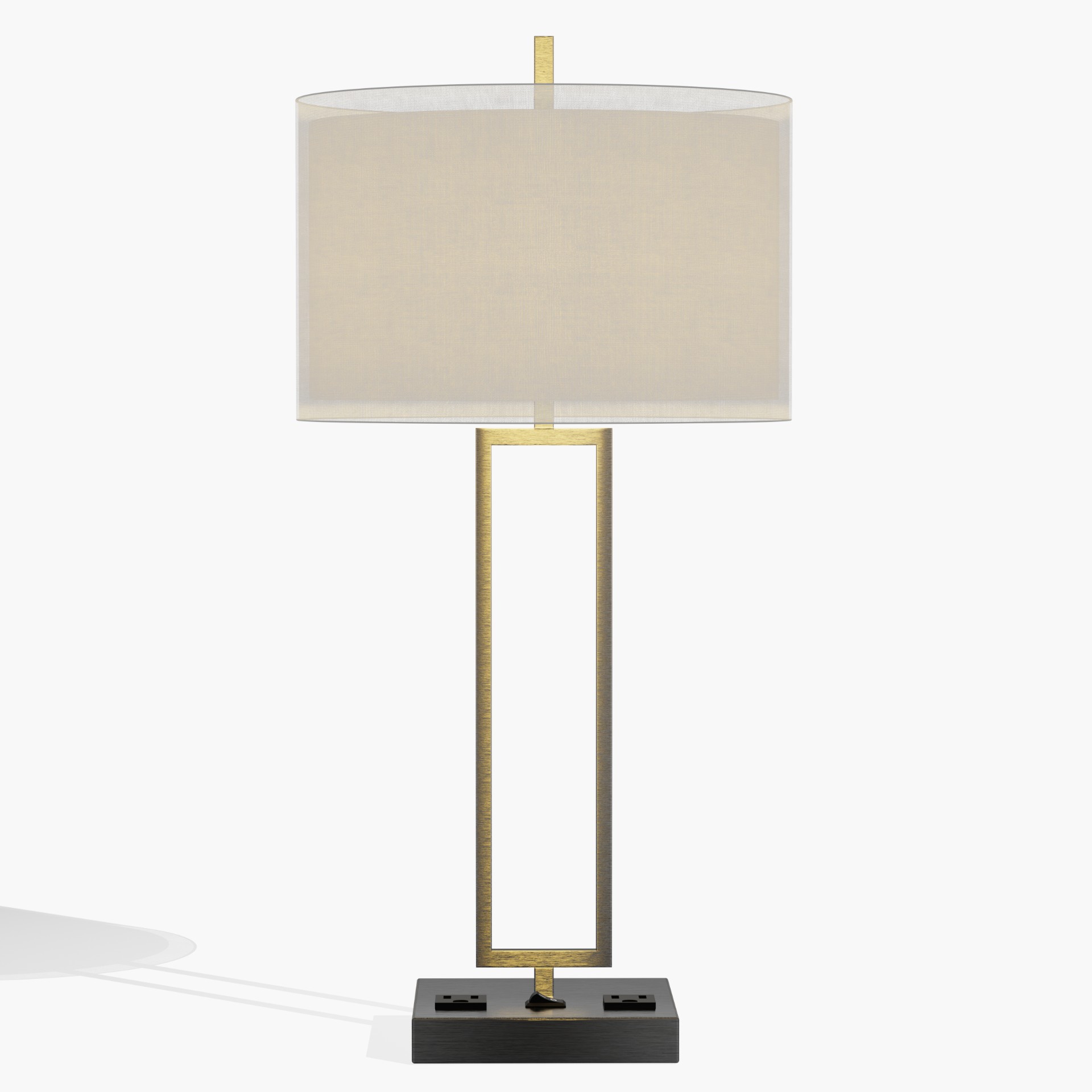 Hospitality Rectangular Bedside Lamp With Dual Power Outlets